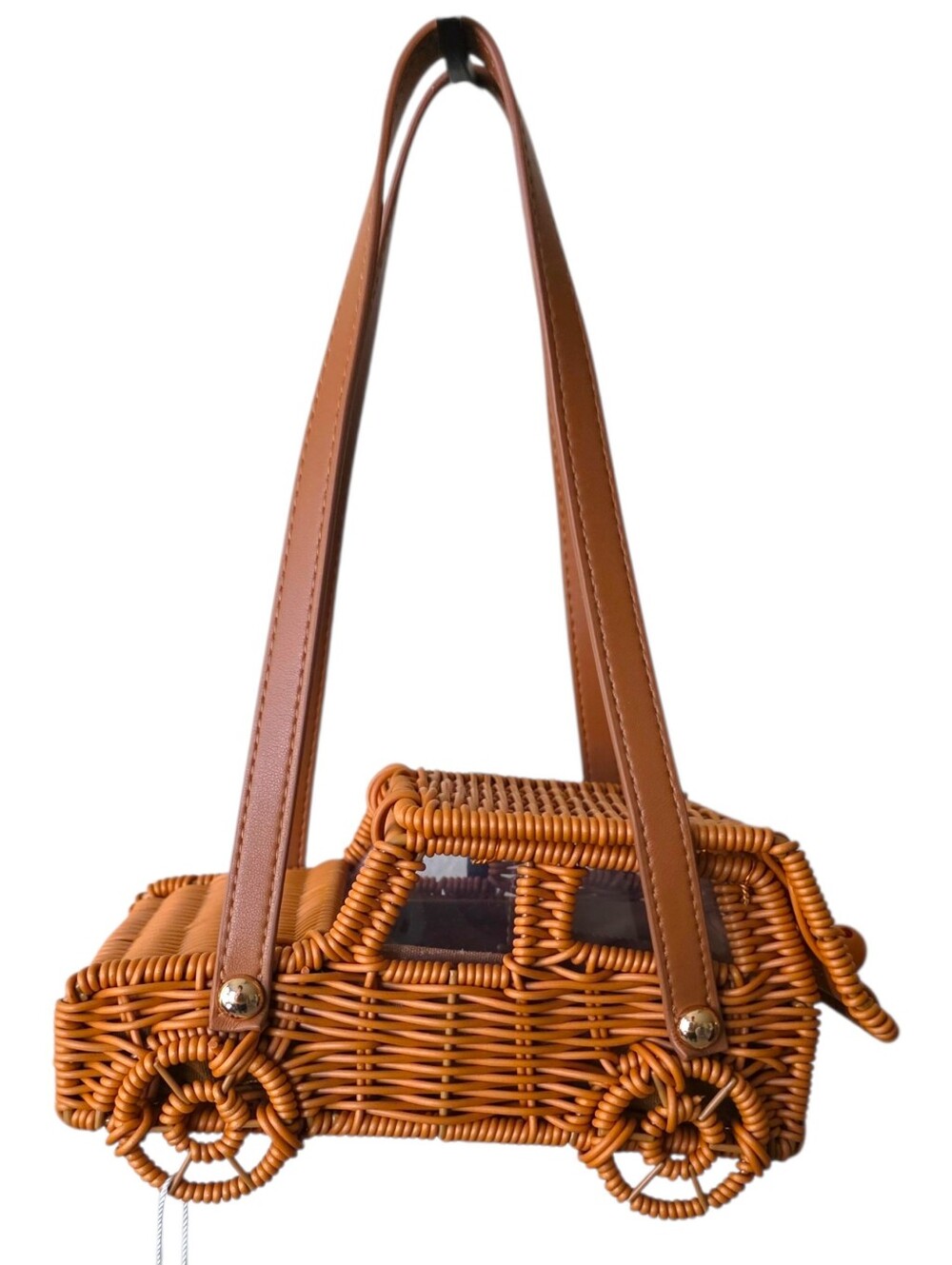 NEW Tommy Bahama Wicker Jeep Bag Rattan Car Purse Statement Brown Handbag Unique
